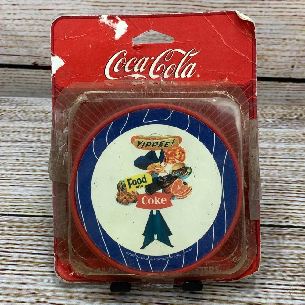 Vintage Coca-Cola Coasters Set of 4 Yippee! Food & Coke‎ Brand Made in USA